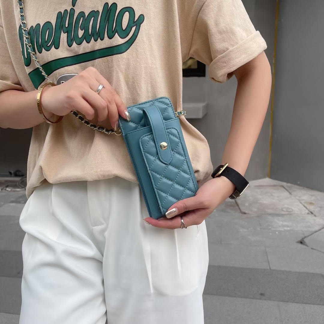 Bolso pequeño de las mujeres de alta calidad de piel de oveja suave crossbody Chanel estilo perfecto cadena bolso del teléfono móvil rombo 3027