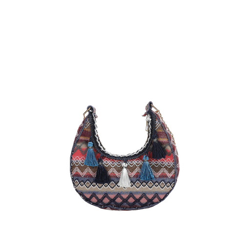 Embroidered ethnic style women's 2024 new woven shoulder and crossbody bag, fashionable vacation style underarm bag