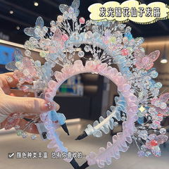 新商品の蝶のかんざしの花のカチューシャが光る女の子の仙子の髪飾りの完成品の演出道具のメーカーの卸売り