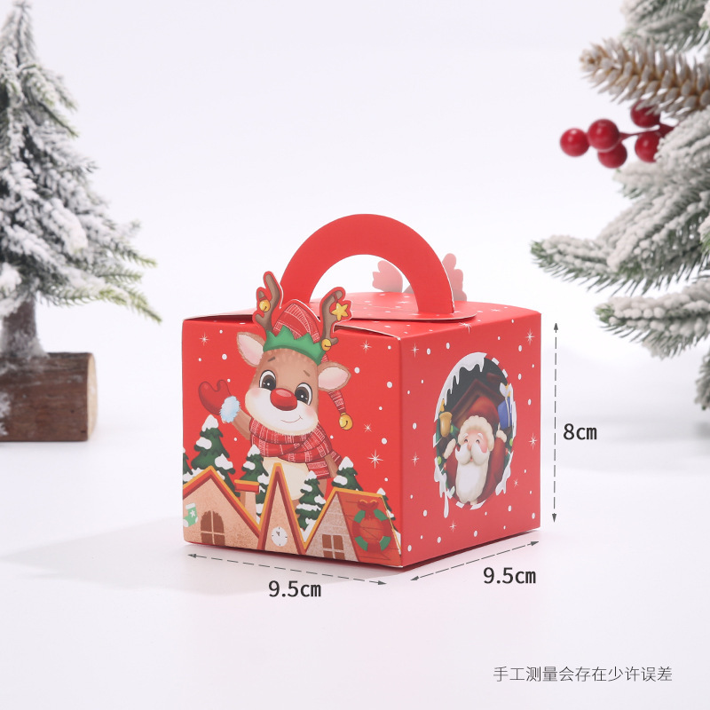 新しいクリスマスのリンゴの箱の手提げの平安の果物の包装箱の漫画のクリスマスのプレゼントの色の箱のビスケットのキャンディーの箱|undefined