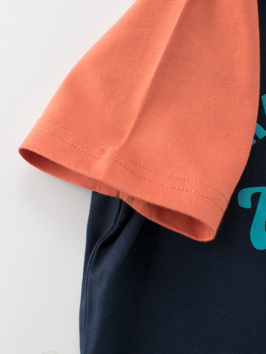 27KIDS ropa infantil transfronteriza verano nueva camiseta de manga corta estampada para niños ropa raglán para niños