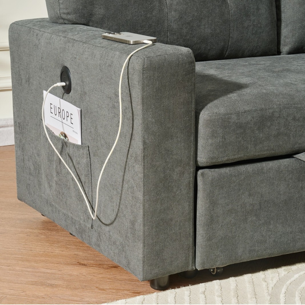 Sala de estar cama sala de estar tela sofá en madera maciza comercio exterior para niños dobles