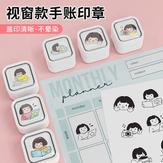 视窗款手账印章单层多层方形积木印章材料批发儿童笑脸表情手账印