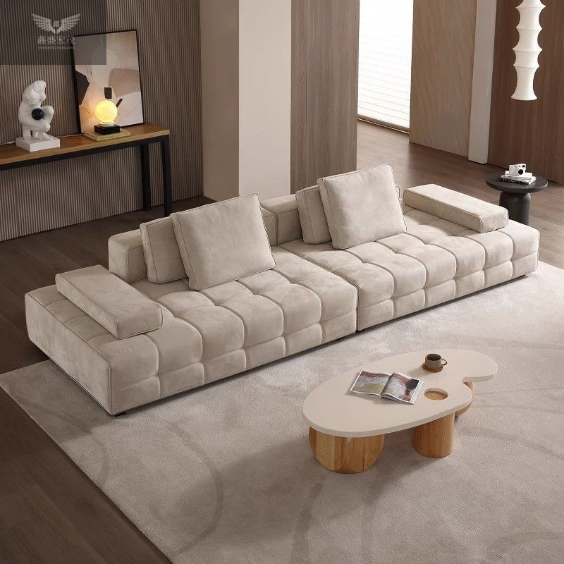Diseño italiano de maestros de telas de Lawrence minimalista módulo de villa gran línea de sala de estar combinación de sofá gato tela de algodón