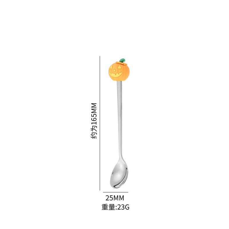 304不锈钢万圣节勺子叉子套装创意可爱金色甜品咖啡勺叉餐具礼盒|undefined