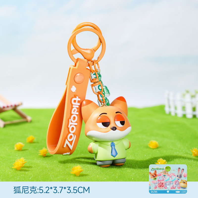 本物のズートピアウサギ警察官ジュディフォックスニッカー人形キーホルダーカップルスクールバッグ小さなペンダント卸売|undefined