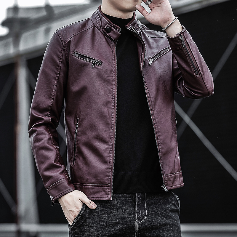 国境を越えたアマゾン男性pu皮衣コート男性潮青少年立襟パンク男性機関車皮衣ジャケット