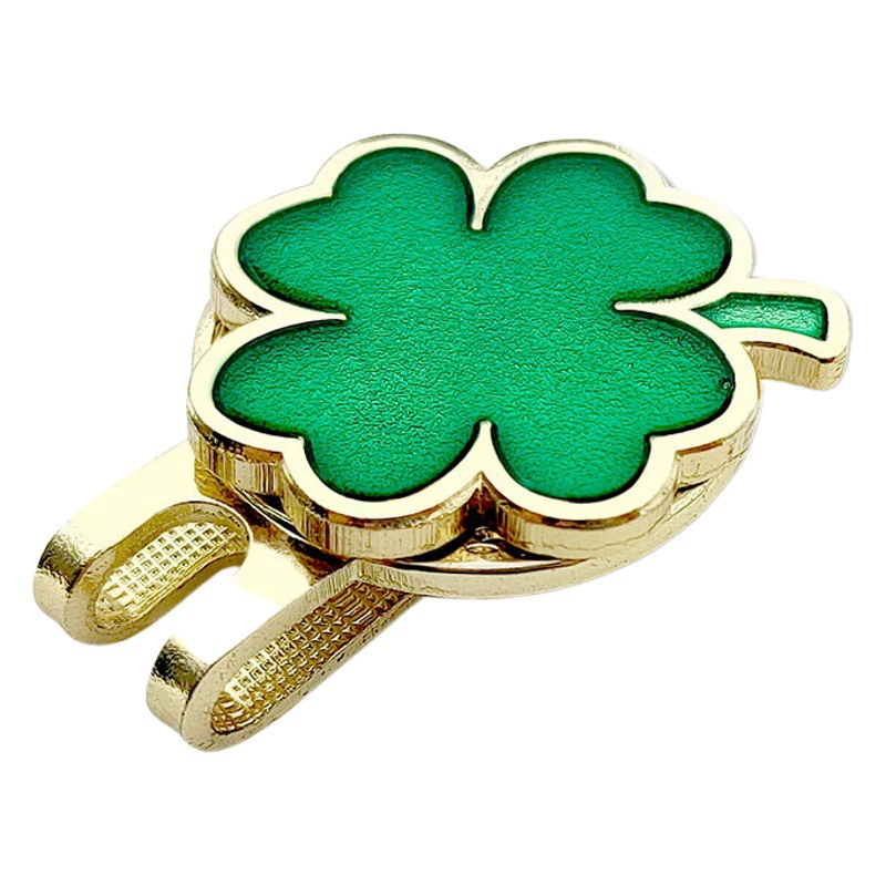 Фондовый мяч для гольфа логотип крышка клип пустой четырехлистный клеверный шар Золото Зеленая крышка значок пустой может быть лазерным логотипом