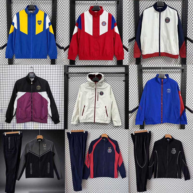 2627 Football Club League Unusual Long Sleeve Windbreaker Set Training Suit Jacket Hooded Retro Two-Piece Set