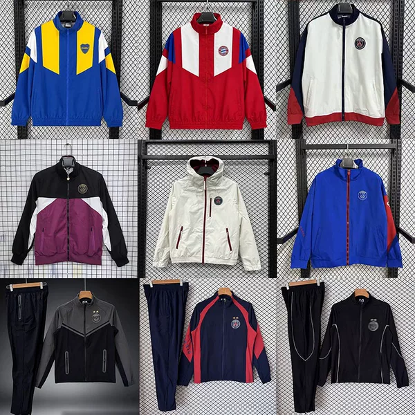 2627 Football Club League Unusual Long Sleeve Windbreaker Set Training Suit Jacket Hooded Retro Two-Piece Set