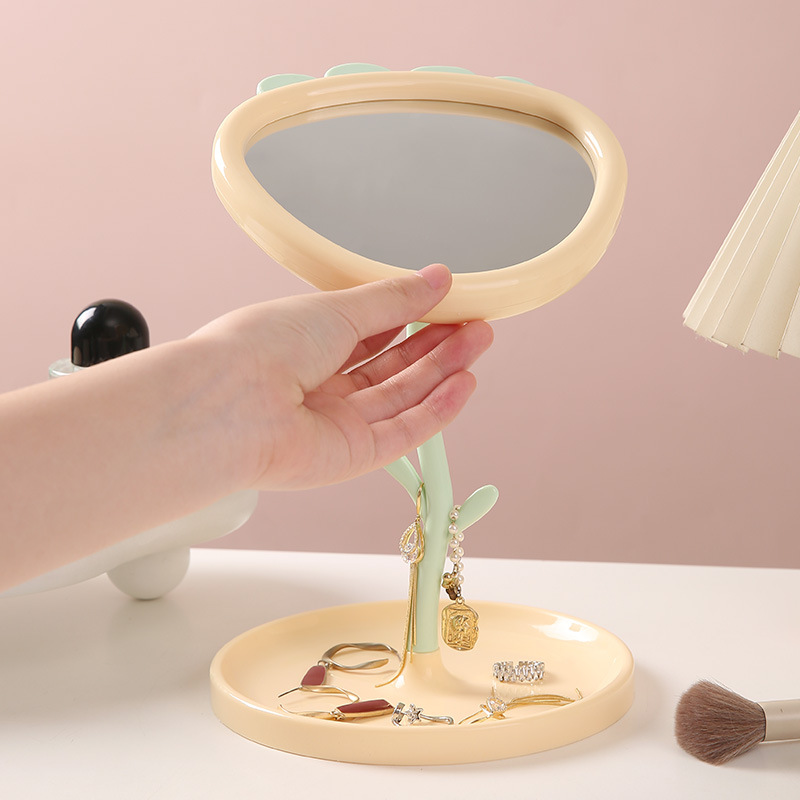 Espejo de fresa espejo de maquillaje de escritorio lindo dormitorio de estudiantes de niñas espejo de flores tocador de escritorio espejo de belleza