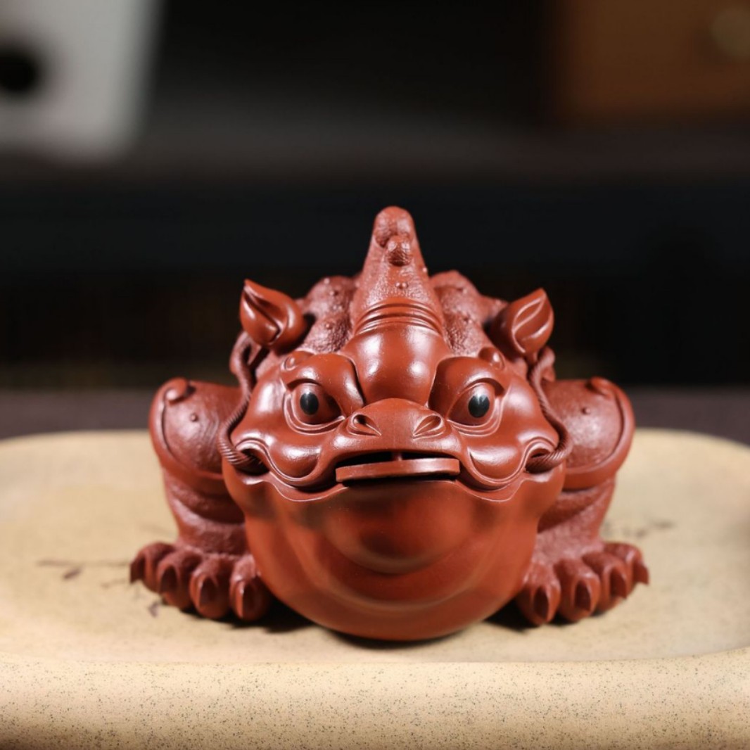 鸿运当头紫砂金蟾茶宠摆件大号招财蟾蜍茶桌茶台装饰摆设茶道茶玩