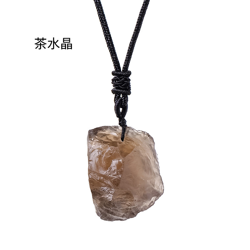 跨境热销天然水晶原石吊坠粉水晶紫水黄水晶原石项链饰品挂件批发|undefined