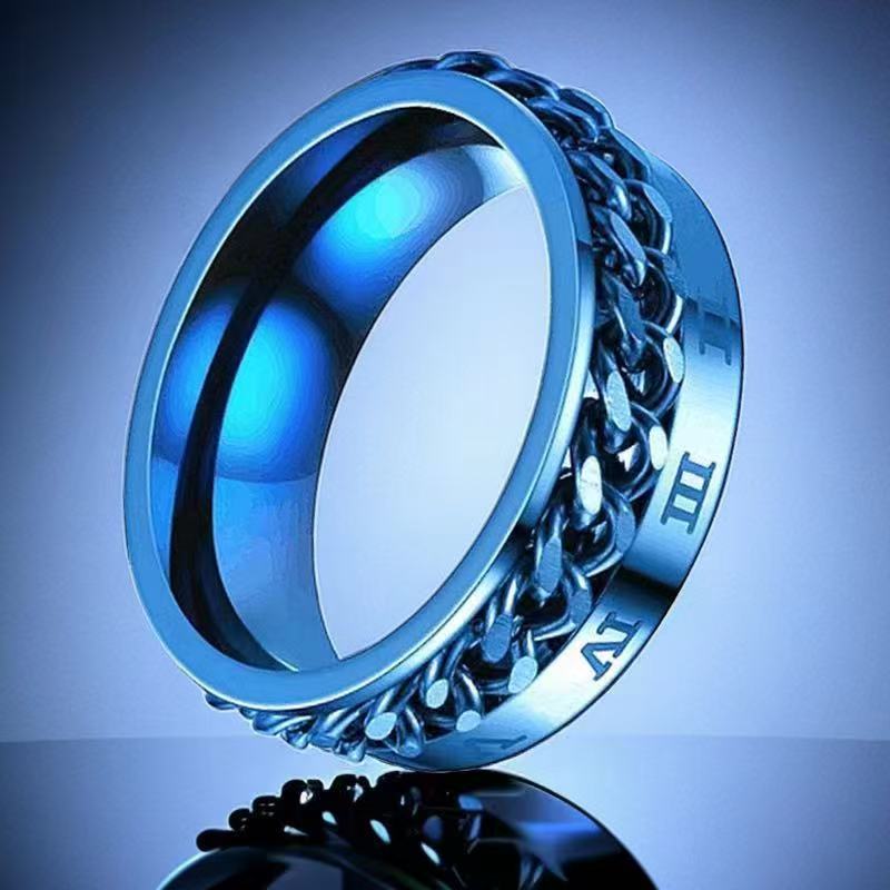 Anillo de acero inoxidable que no se desvanece ins moda masculina giratoria anillo de acero de titanio de nicho frío de los hombres liso