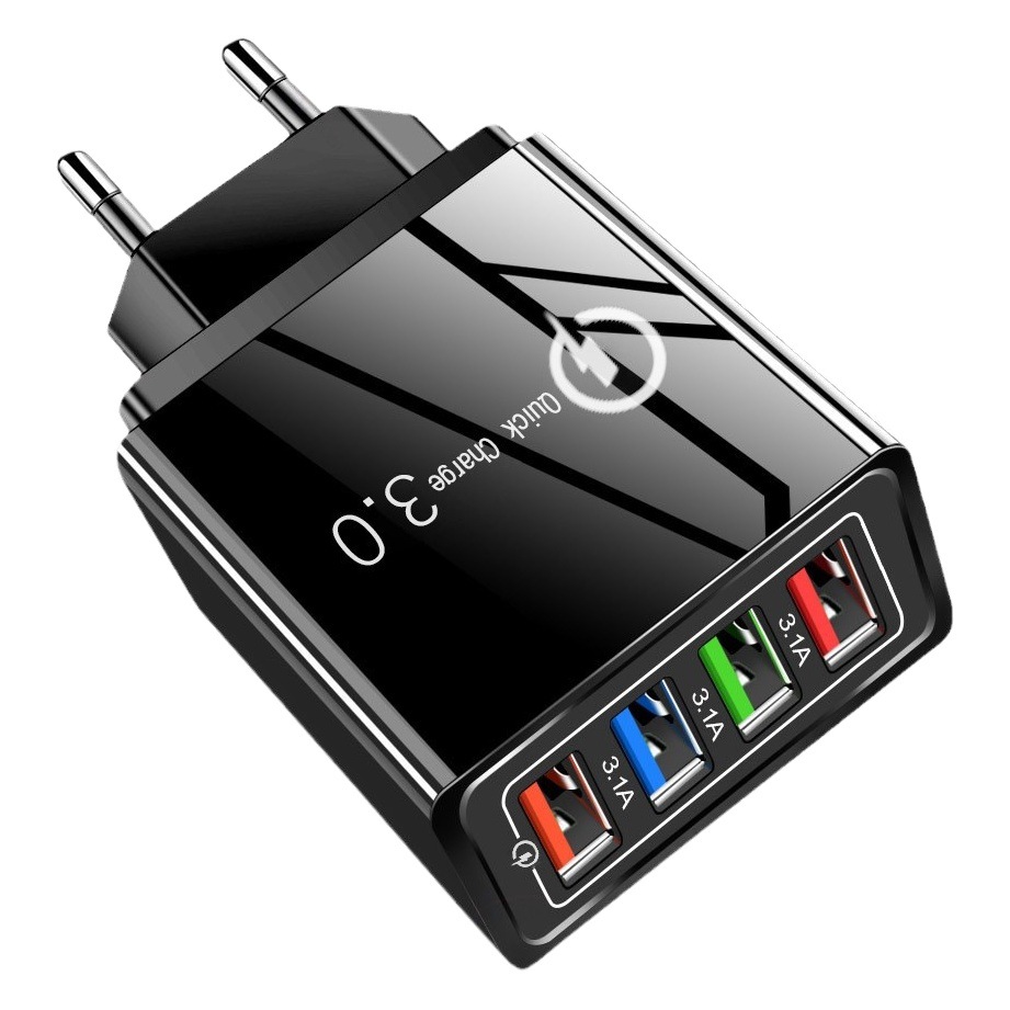 4USB cargador de teléfono móvil 3A color multi-Puerto Cabeza de carga LED luz estándar europeo estándar americano tableta transfronteriza exclusiva para la venta al por mayor