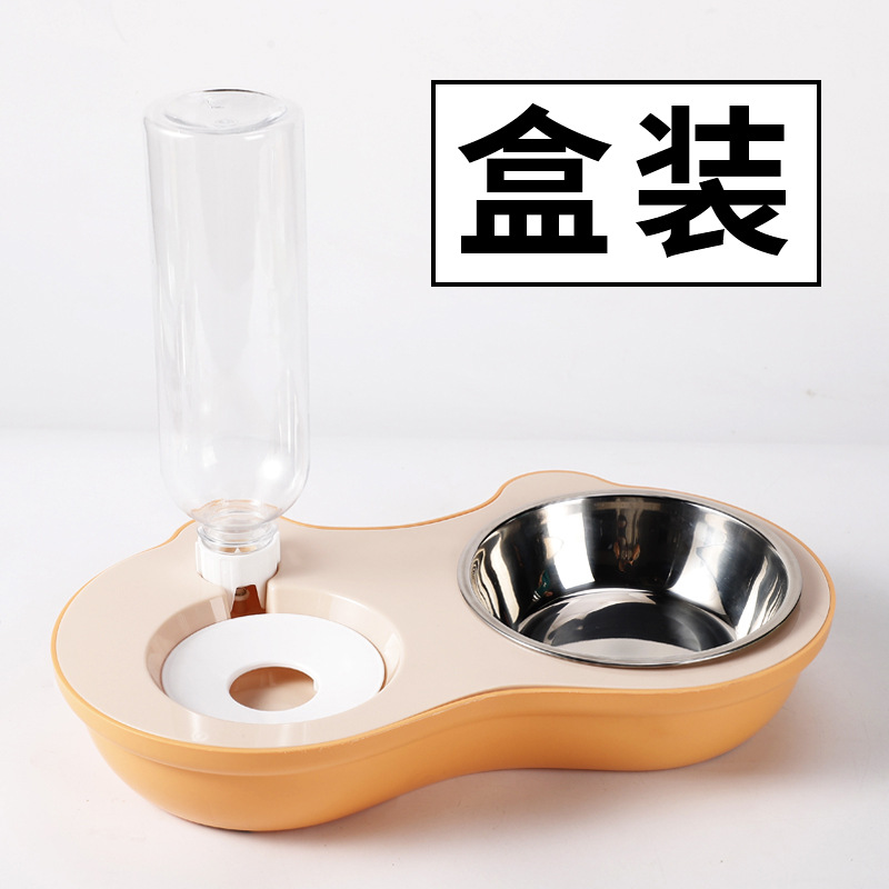 Tazón para mascotas al por mayor Tazón para gatos de plástico Tazón doble Tazón para beber agua automática Tazón para comida anti-volcado Tazón para mascotas Tazón para arroz lindo para gatos Tazón para gatos