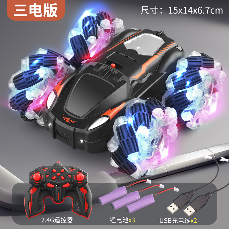 Coche de control remoto truco coche de doble cara juguetes para niños coche de control remoto recargable de alta velocidad juguetes para niños al por mayor transfronterizo