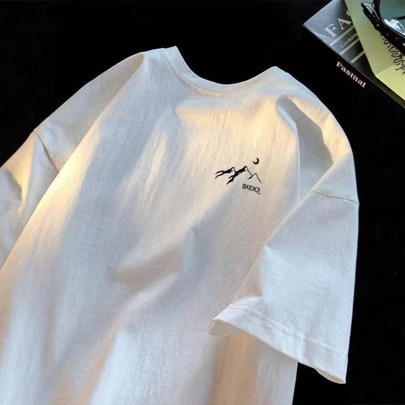 Available for Overseas Wholesale~ Heavyweight Pure Cotton Short-Sleeve T-Shirt for Men, Summer 2026 New Style, Trendy Chinese Style for Men and Women, Couple Style