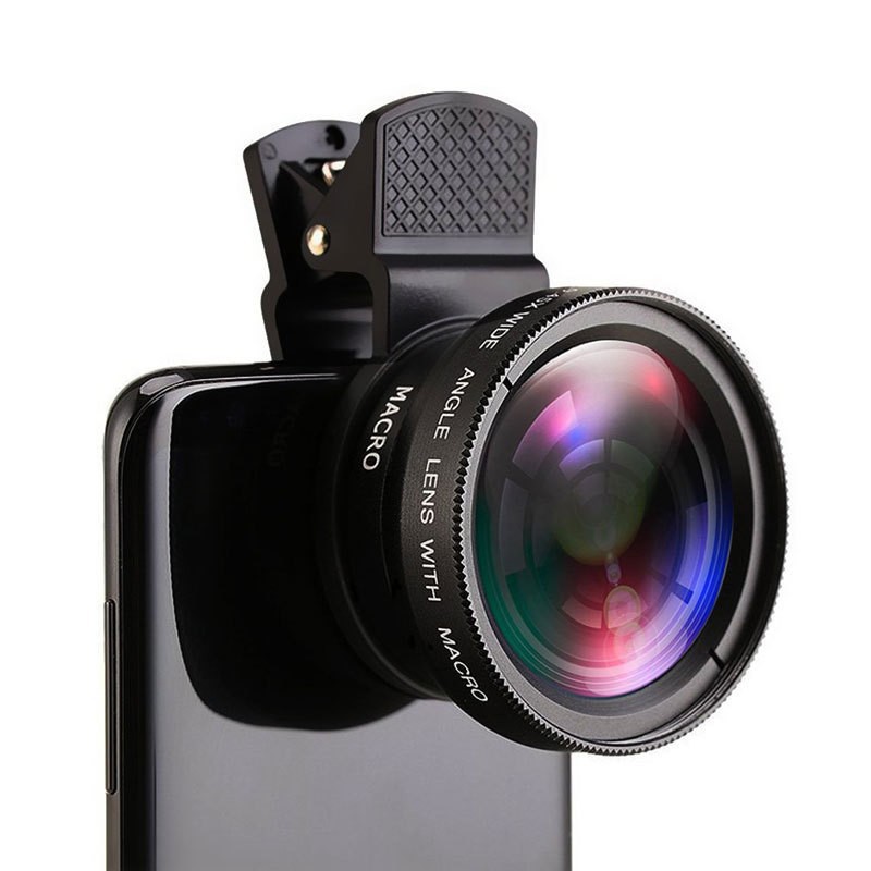 0.45X Ultra Wide-Angle + Macro Lens Universal Clip-On High-Definition Wide-Angle Lens for Mobile Phones and Dslr External Camera