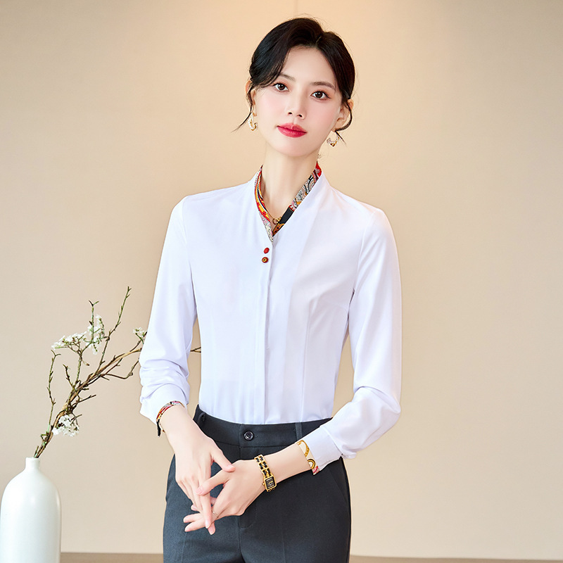 White Shirt Women's Autumn Business Wear Stewardess Uniform Flight Attendant Etiquette High-speed Railway Attendant Reception Work Clothes White Shirt Women's Autumn Business Wear Stewardess Uniform Flight Attendant Etiquette High-speed Railway Attendant Reception Work Clothes