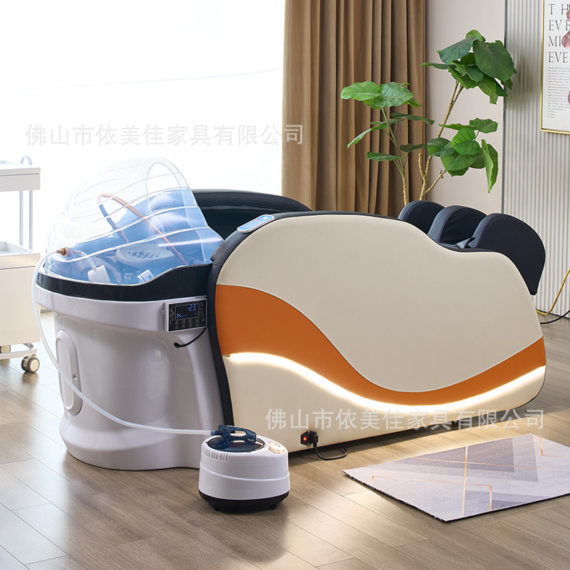 Nuevo tipo de masaje eléctrico inteligente de alta gama cama de lavado de cabello totalmente automática cabellera terapia cama de irrigación para salón de peluquería especial
