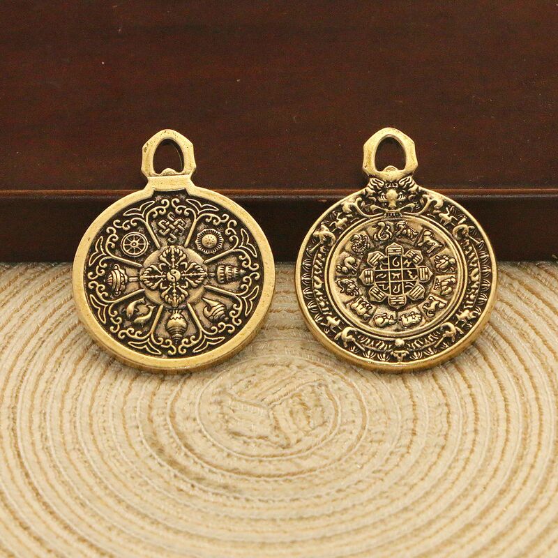 Brass Retro Nine Palace Gossip Waist Necklace Pendant Keychain Accessories Carry-on Pendant Lucky Peace Jewelry