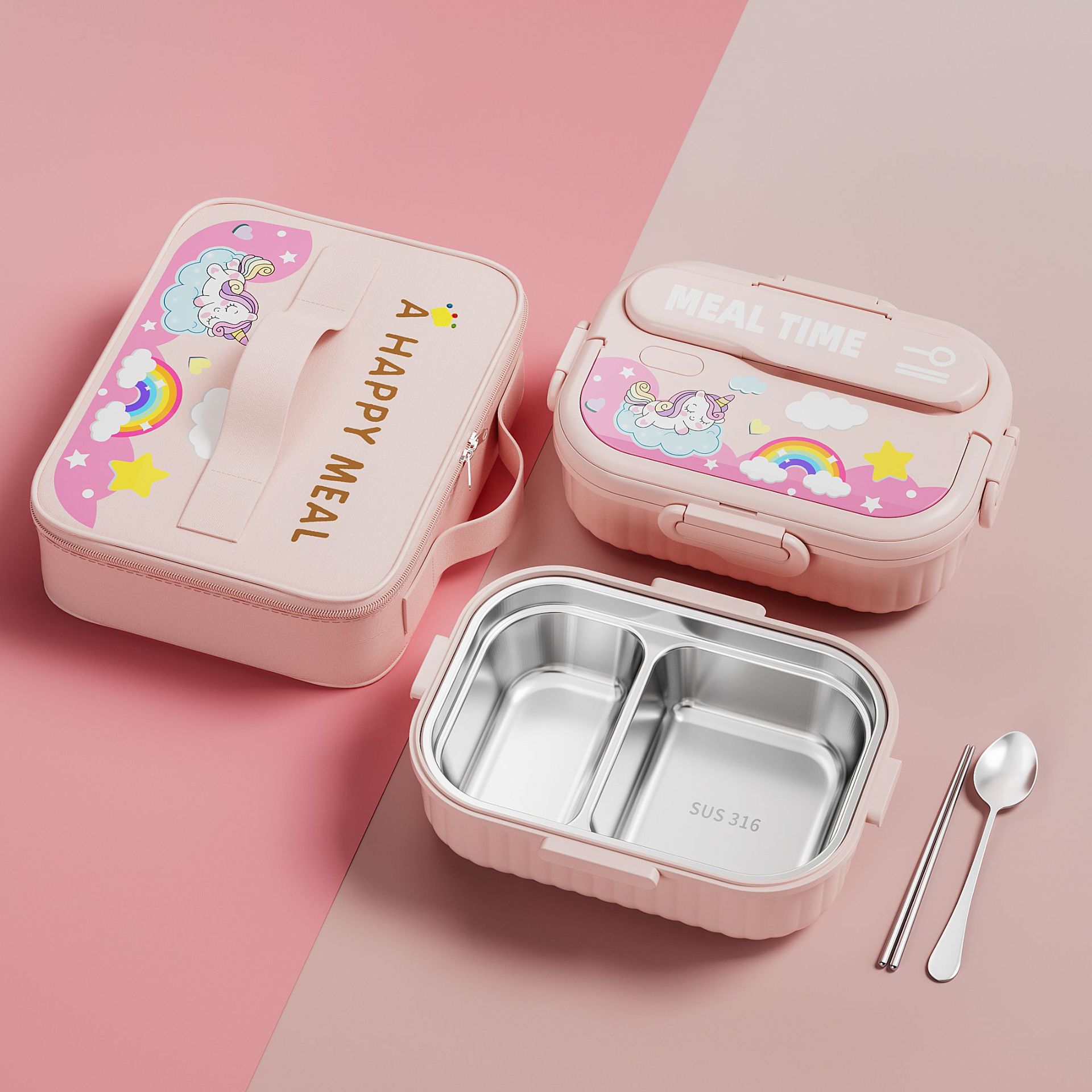 Unicorn 316 Stainless Steel Lunch Box Insulated Lunch Box Special for Students Girls School Lunch Box Children's Box T