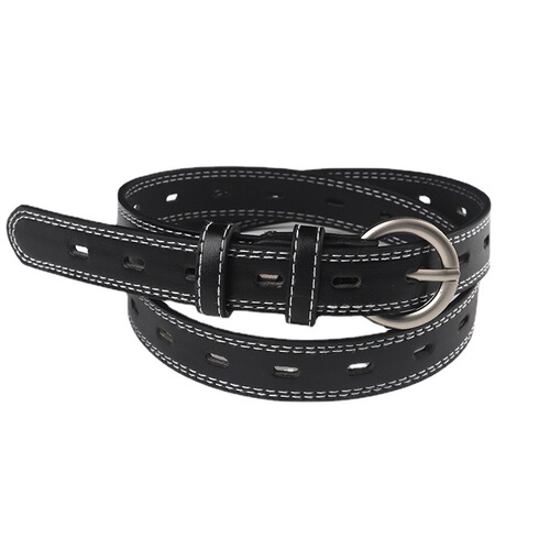 New fashionable double-line men's and women's belts for students hollow versatile thin trouser belts decorative dress belts for women retro