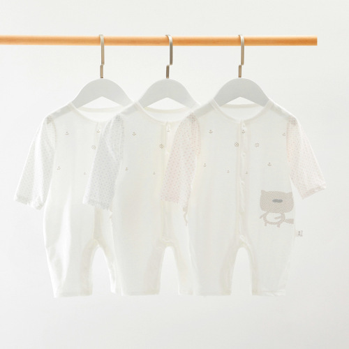 Baby one-piece clothes pure cotton air-conditioning clothes thin newborn baby clothes cotton summer newborn baby long-sleeved pajamas