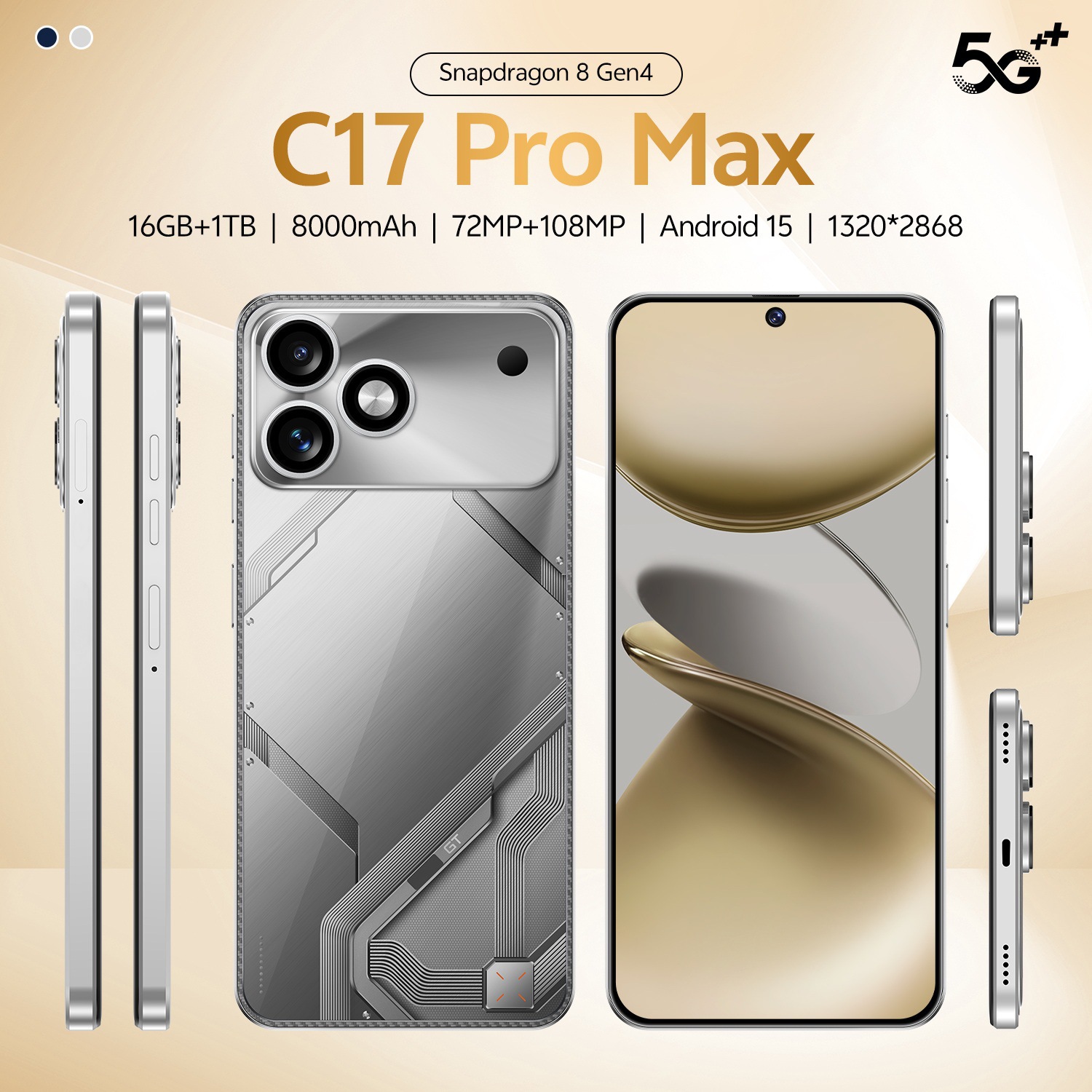 Cross-Border Hot-Selling Model C17 Pro Max Android Smartphone 16+1t Mobile Phone Source Factory Price Can Be Shipped on Behalf of