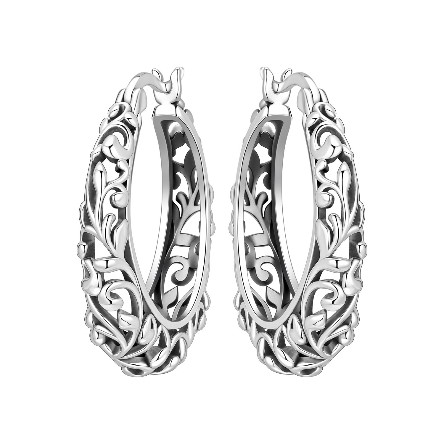 Cross-border supply vine large hoop earrings with 925 silver pins, classic retro original simple fashion earrings, trendy women's accessories