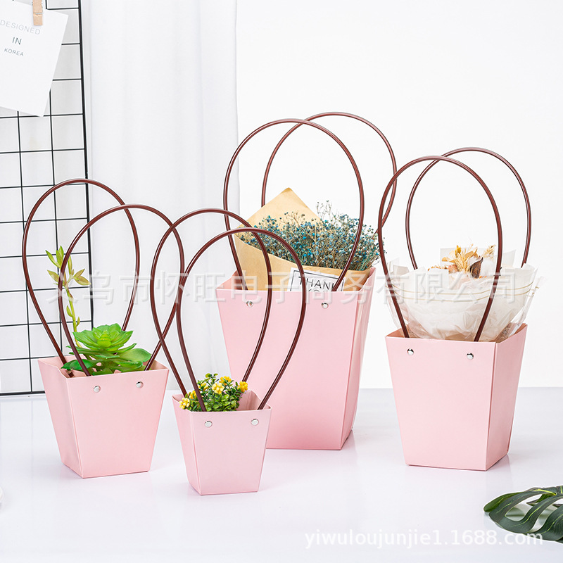 Pink waterproof flower mud flower arrangement flower bag potted fleshy white cardboard bag handbag black flower box packaging bag