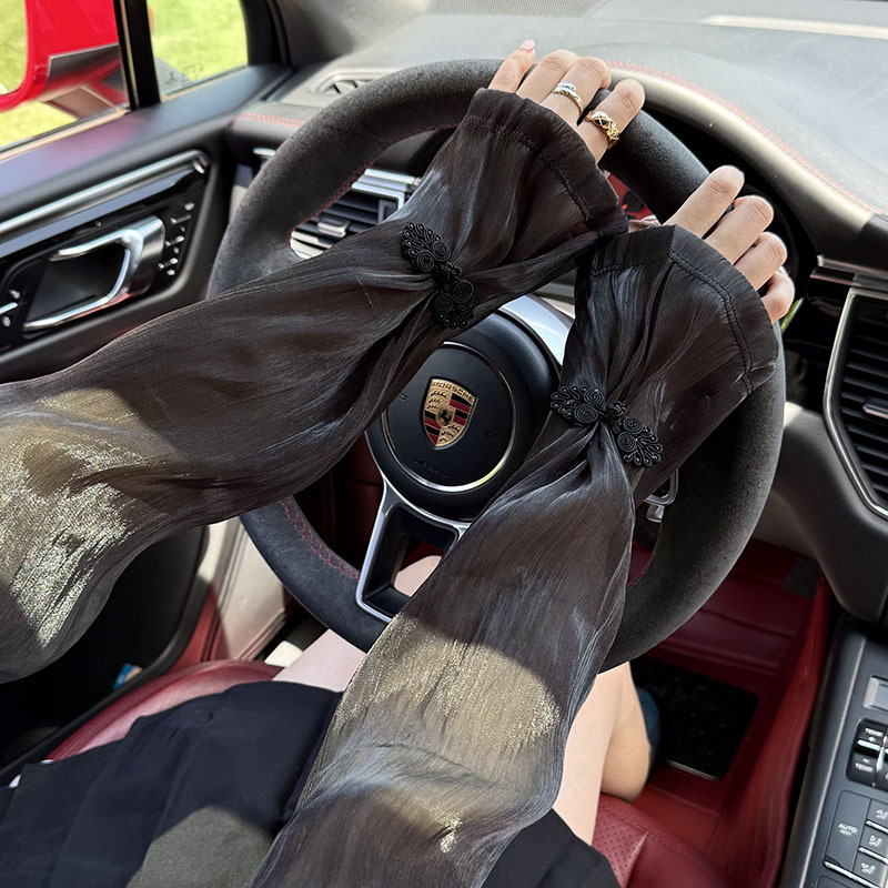 Mangas de hielo, mangas de protección solar, verano nuevo estilo, protector de brazo de conducción, mangas acampanadas sueltas, hebilla de disco de estilo nacional, mangas de hielo, mangas de seda de hielo, mangas de seda de hielo, mujeres