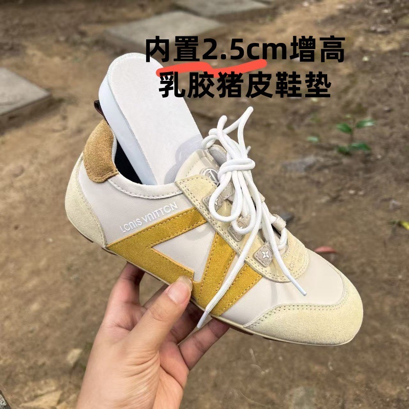 Lujia Song Qian の同じスタイルの本革トレーニングシューズ 2025 新しいニッチレトロ増加カラーマッチングファッションカジュアルスポーツシューズ|undefined