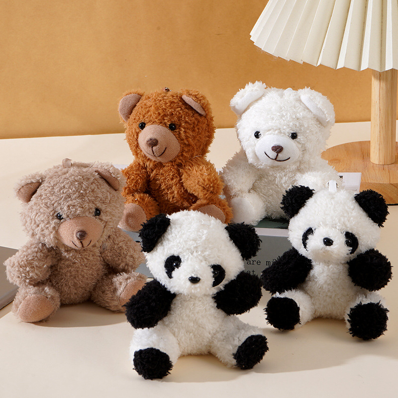 Cute sitting teddy bear plush toy doll bear keychain pendant women's bag pendant clothing accessories doll