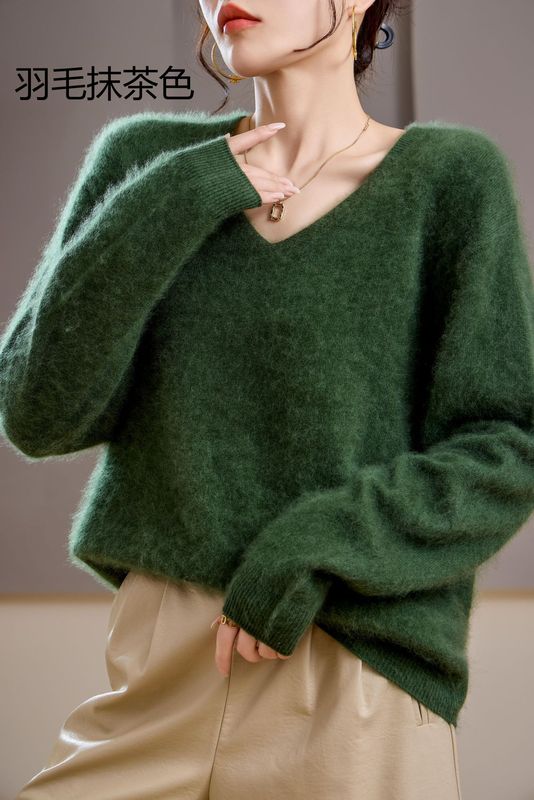 【起毛シリーズ】カシミヤ5% ウール95% ラウンドネック/Vネック シームレス起毛カシミヤセーター レディース セーター 25年新作|undefined