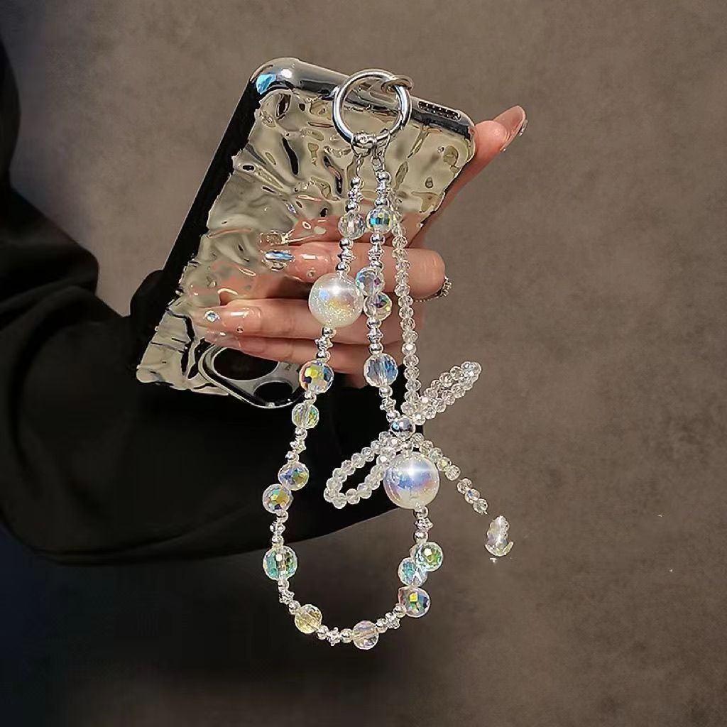 Pulsera cadena de teléfono móvil de pvc nuevo colgante de lazo de cristal de verano estilo japonés y coreano cordón de caja de teléfono móvil estilo muñeca al por mayor