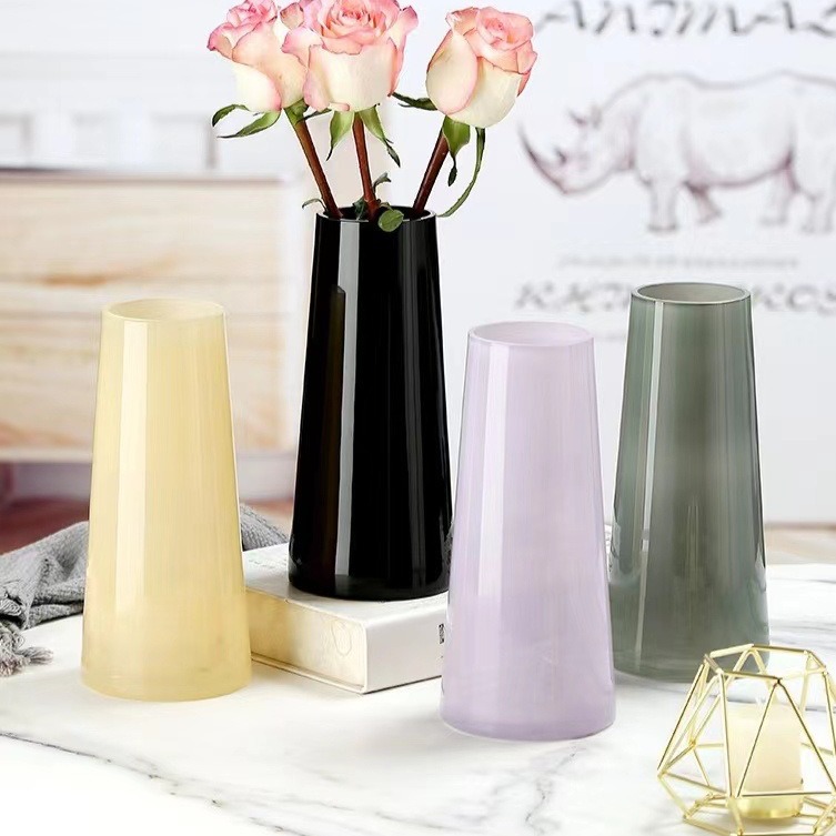 现代简约彩瓷玻璃小花瓶插花干花水培花器客厅家居装饰品玻璃花瓶