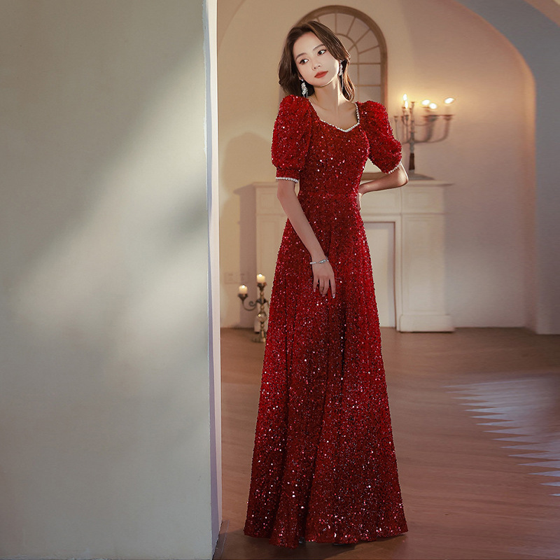 red evening dress