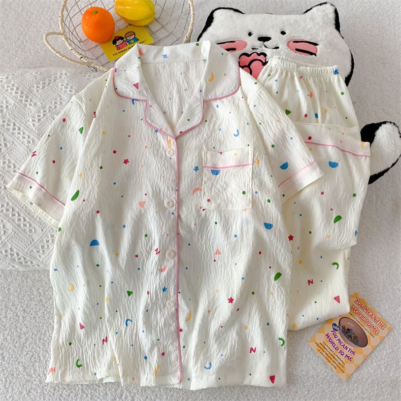Nube de algodón pareja pijama de mujer verano nuevo gran ropa de hogar suelta dormitorio de estudiantes se puede usar dos sets