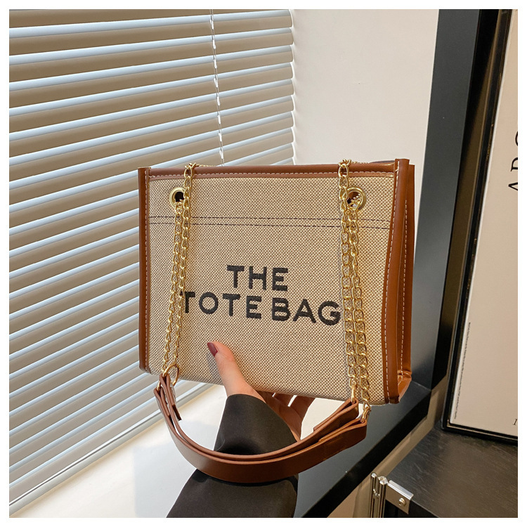 デニムステッチ 2025 新しいファッション刺繍文字大容量通勤チェーン脇の下ショルダークロスボディバッグ女性のための|undefined