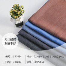 天丝醋酸亚麻牛仔面料骑兵斜纹色织免洗不褪色垂坠春夏爆牛仔衬衫