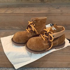 葡萄妈同款 增高4cm~时髦大圆头撞色双鞋带真皮短筒靴马丁靴女秋