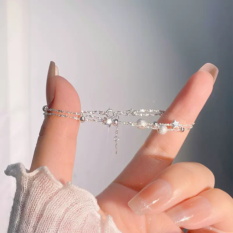 S925纯银小众设计双层星星手链女甜美ins风高级感手链代发