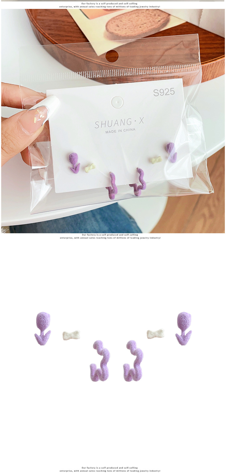 Sweet Flower Bow Knot Flocking Inlay Pearl Womenu0027S Ear Studs 3 Pairs