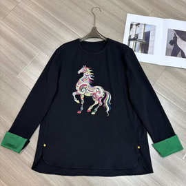 2025秋冬棉衬衫南油新中式彩色立体唐马刺绣撞色袖口宽松柔软上衣