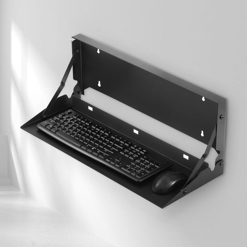 Keyboard Wall-Mounted Foldable Bracket Suitable for Standard Computer Keyboard and Mouse, Tray Storage Box for Small Offices