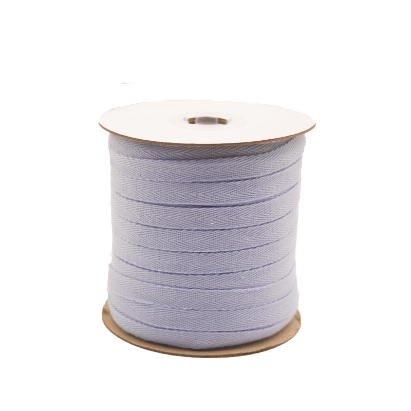 Cinta de espiga de algodón y poliéster blanco puro del fabricante para el cuello trasero de prendas, cinta de algodón para embalaje con ribete de espiga de algodón simple y doble.