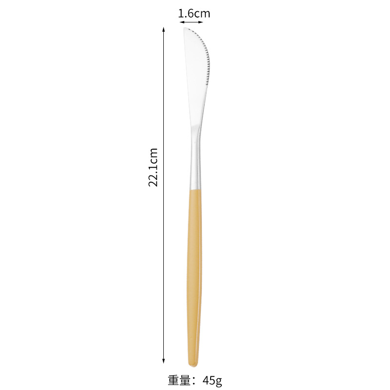 Cuchillo de filete occidental, tenedor, cuchara de postre Vajilla transfronteriza de 4 piezas Amazon Acero inoxidable portugués cuchillo, tenedor y traje de cuchara