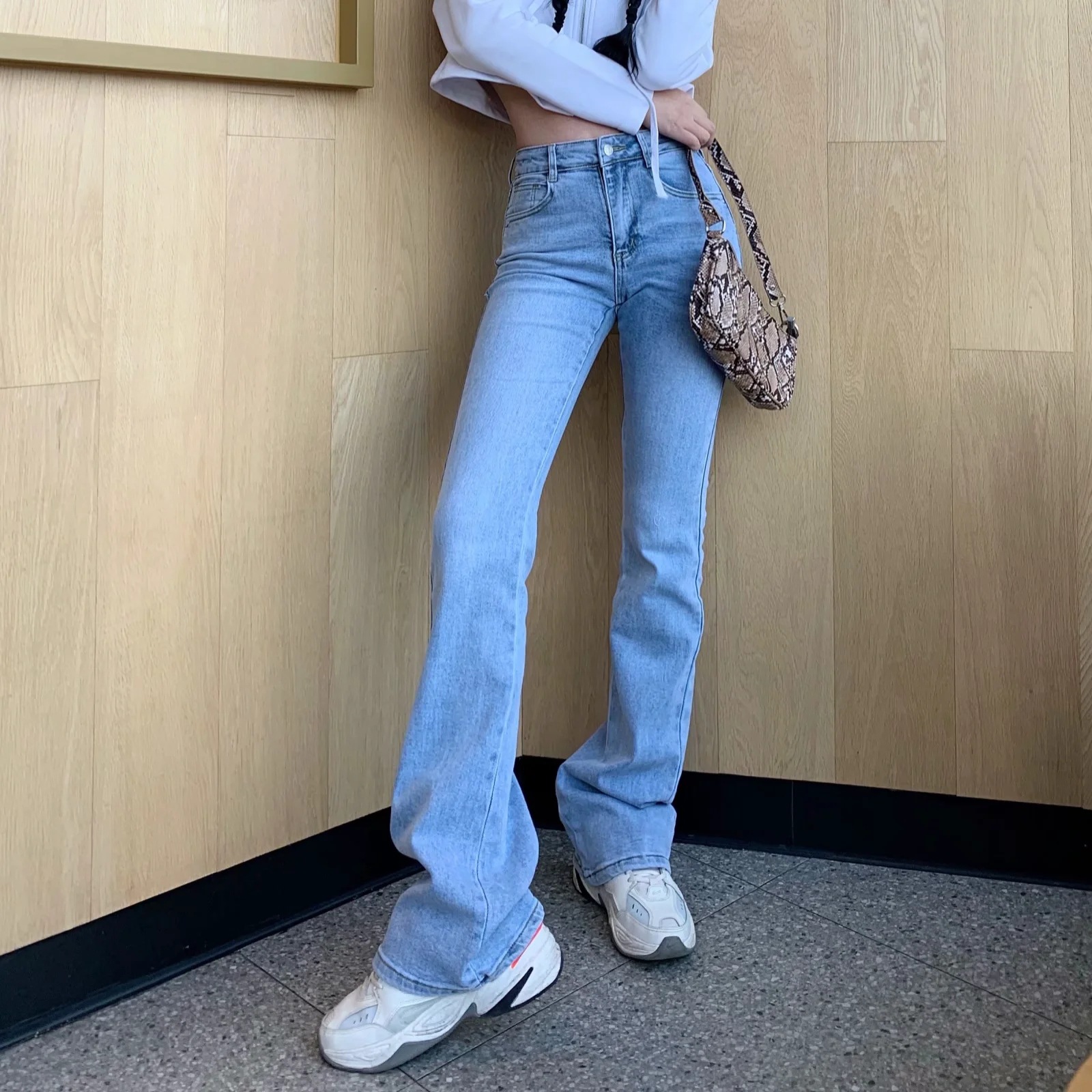 long-legged high-waisted denim pants NSHS34221